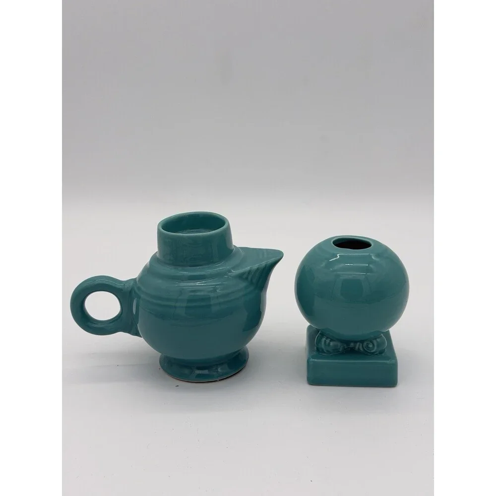 Fiestaware Turquoise Pottery Candleholders Set 2 PCs Fiesta USA